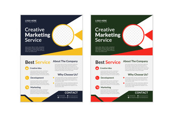 bundle of 2 templates of different colors a4 flyer template, modern business flyer template, abstract business flyer and creative design, IT company flyer and editable vector template design