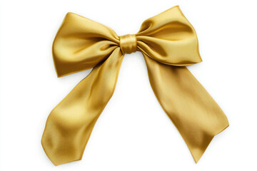 A close-up of a beautiful golden ribbon bow, perfect for adding elegance and charm