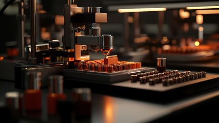 Close Up of Colorful Lipstick on Industrial Machine Showcasing Beauty