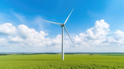 Clean energy wind turbine in a field