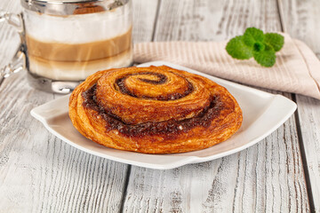Homemade cinnabon swirl pastry with cinnamon
