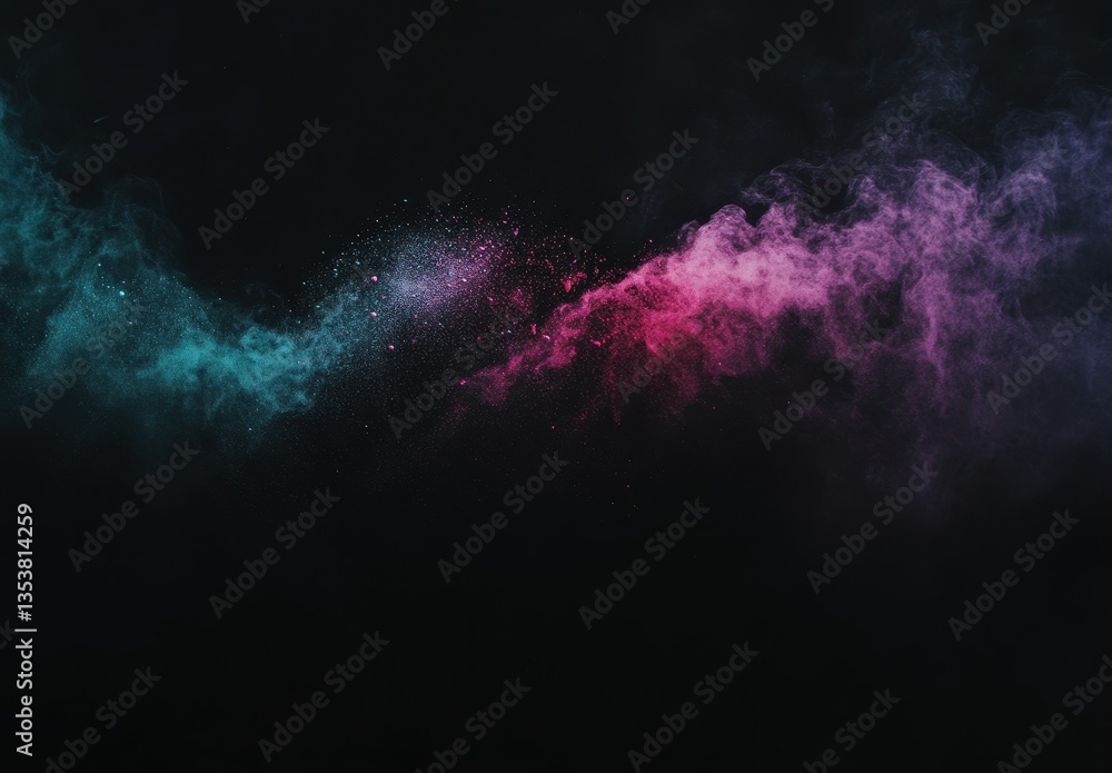 Aufkleber vibrant colorful smoke clouds with sparkles and particles on black background for abstract art and d
