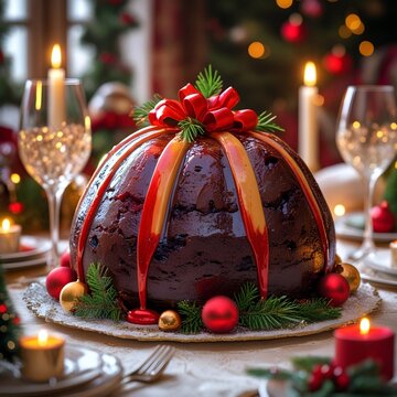 Pudding in the Cristmas table