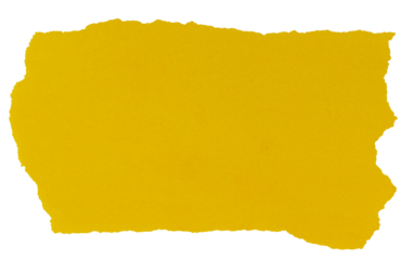 Isolated torn yellow piece of matte paper on white background