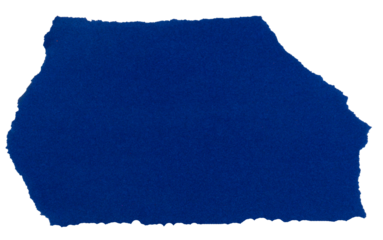Isolated torn blue piece of matte paper on white background