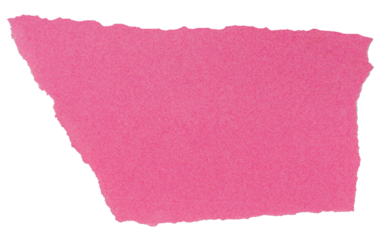 Isolated torn pink piece of matte paper on white background