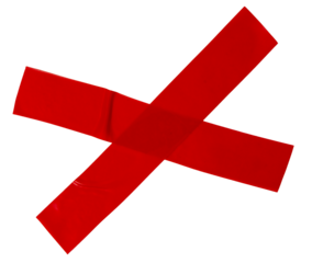 Isolated red cross made of electrical tape on white background