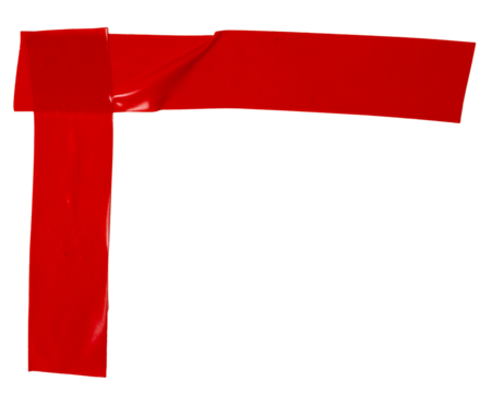 Isolated red corner figure made from electrical tape on white background