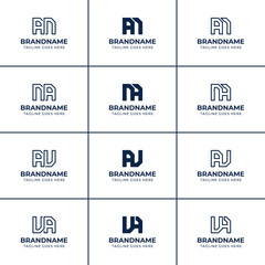 Letters AN NA AU UA Monogram Logo Set, suitable for any business