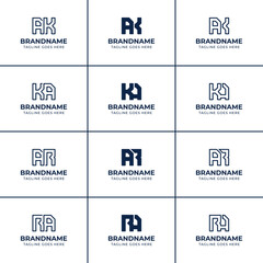 Letters AK KA AR RA Monogram Logo Set, suitable for any business