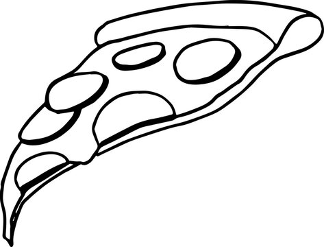 recommend clip art: Pizza pepperoni slice doodle ink drawing clipart food illustration