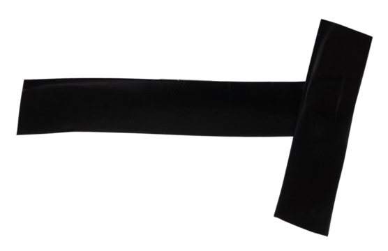 Isolated black T-shaped figure made from electrical tape on white background