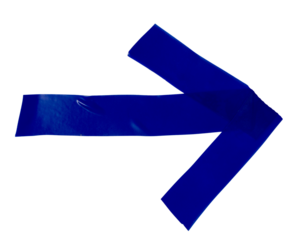 Isolated blue cross made of electrical tape on white background