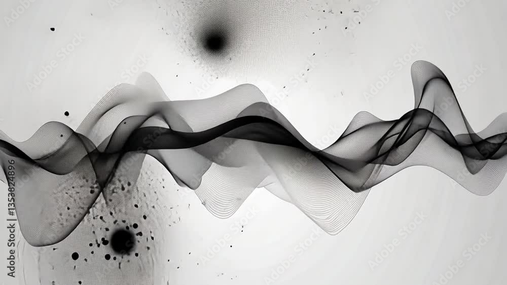 Poster dynamic abstract grey background with flowing technology waves generative ai