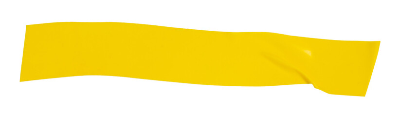 Isolated torn off yellow electrical tape stripe with copy space on white background