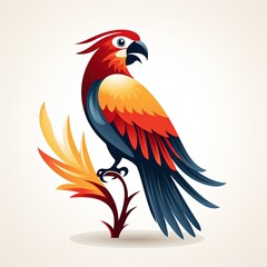 Obraz premium Stylized Tropical Bird Illustration in Flat Red Aesthetic