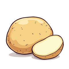 Whole potato with a slice showing its fresh inside