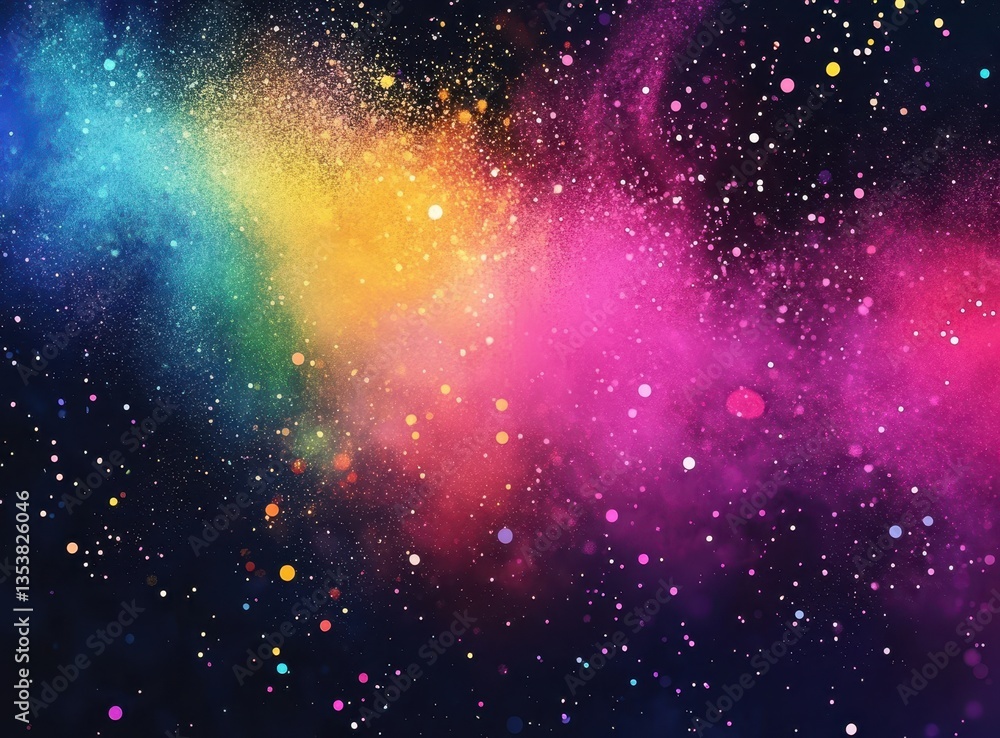 Poster vibrant cosmic explosion of colorful nebula with stars and dust creating a dreamy galactic backgroun