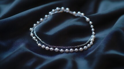 Obraz premium A luxurious pearl necklace, a timeless jewel of elegant beauty, shines against a black backdrop