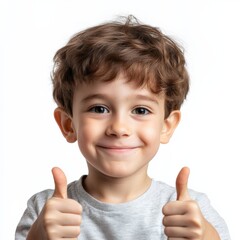 Boy smiling gives thumbs up gesture