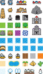 RPG風ドット絵　フィールドマップ用パーツ
