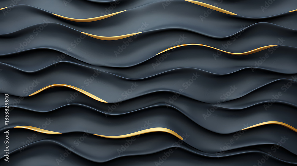 Aufkleber abstract waves texture with metallic gold accent seamless pattern design artistic background