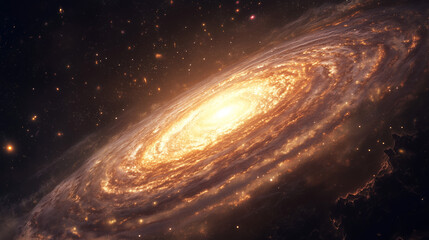 Fototapeta premium Spectacular spiral galaxy with luminous core and stellar arms