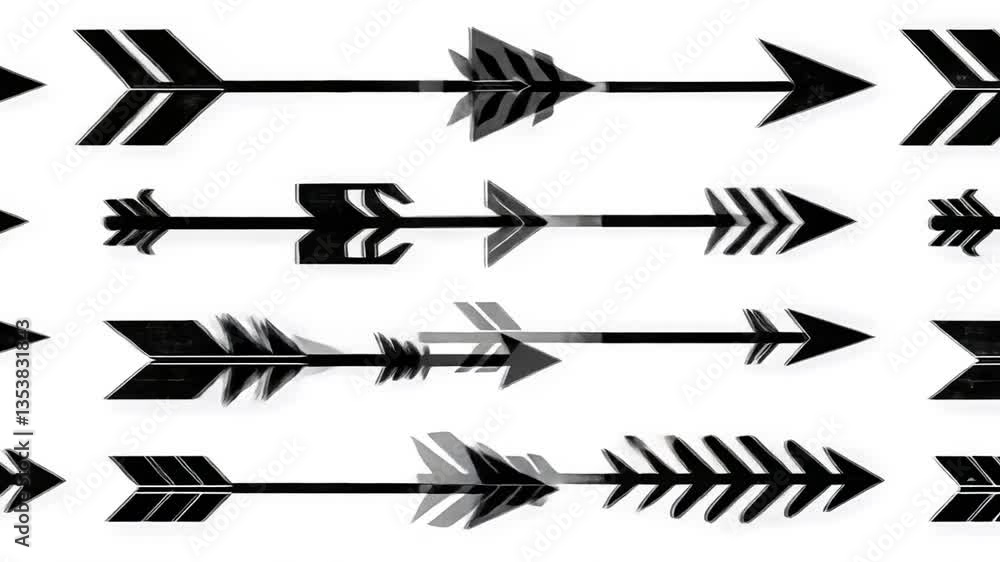Poster stylized black arrows creating a dynamic abstract design generative ai