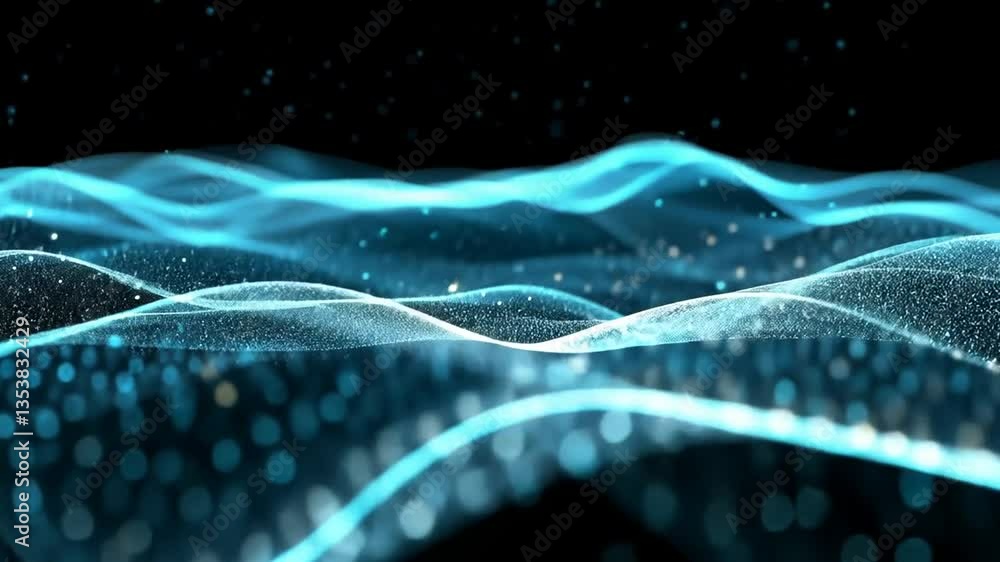 Poster visual representation of abstract science and technology waves generative ai