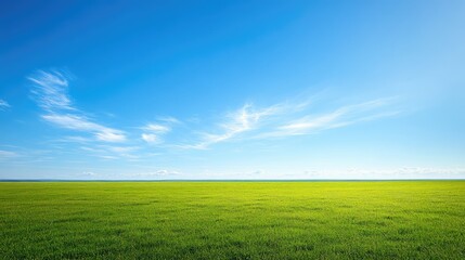 Obraz premium A landscape with a clear sky and open fields, symbolizing the wide-open potential for long-term investment growth, with copy space.