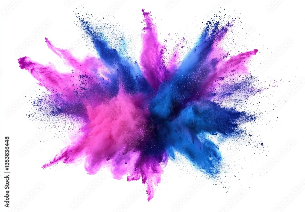 Poster vibrant explosion of colorful powder against a white background creating an artistic abstract design