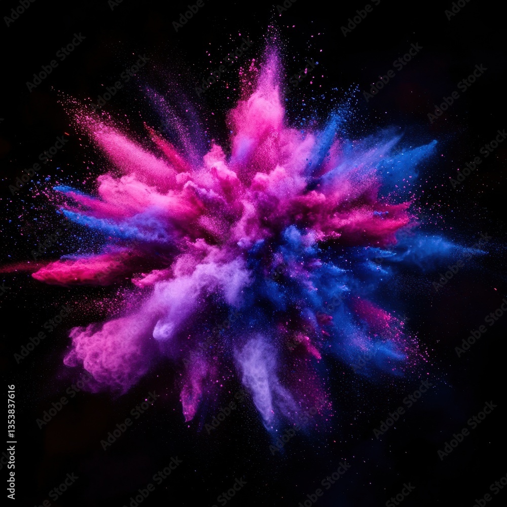 Poster vibrant explosion of colorful powder against dark background creating a stunning abstract visual eff