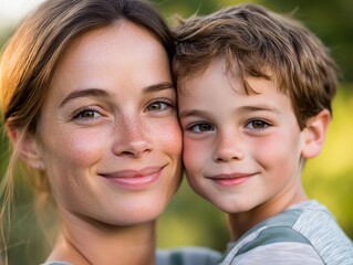 Mother and son portrait together