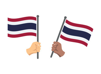 Thailand flag in hand icon set, flag of the Kingdom of Thailand symbols