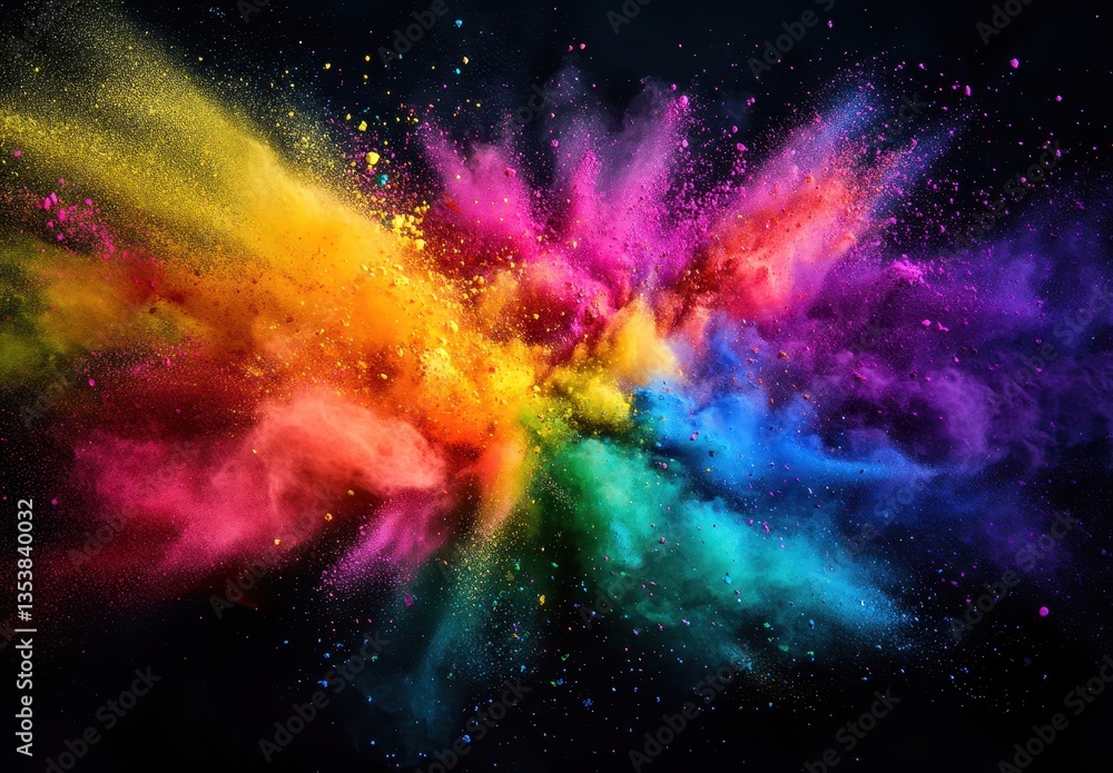 Poster vibrant explosion of colorful powder creating a dynamic abstract background with splashes of paint i