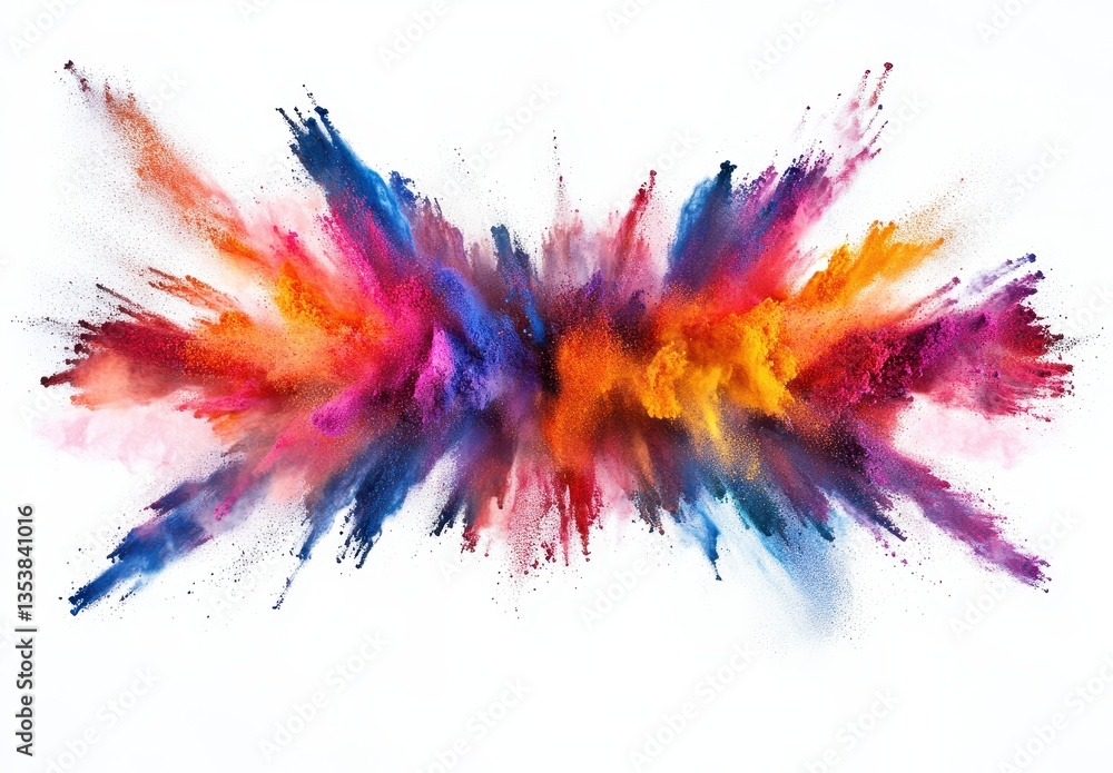 Poster vibrant explosion of colorful powder creating a stunning abstract pattern on a white background for 