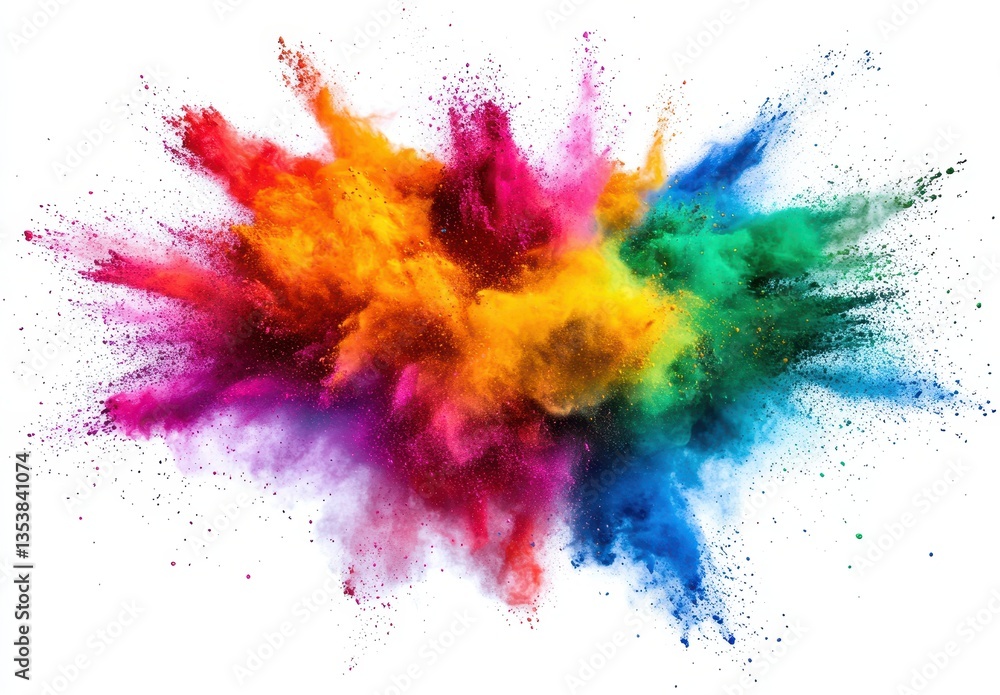 Poster vibrant explosion of colorful powder creating a stunning abstract pattern on a white background for 