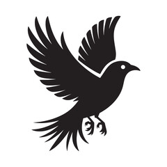 Obraz premium Flying Bird Silhouette Vector - Black Bird in Flight Isolated on White