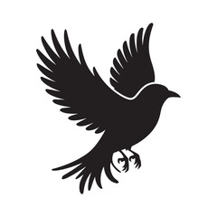 Fototapeta premium Flying Bird Silhouette Vector - Black Bird in Flight Isolated on White
