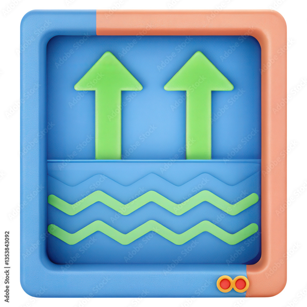 Poster a flood warning system displaying increasing water levels in an impactful image. crisis and emergenc