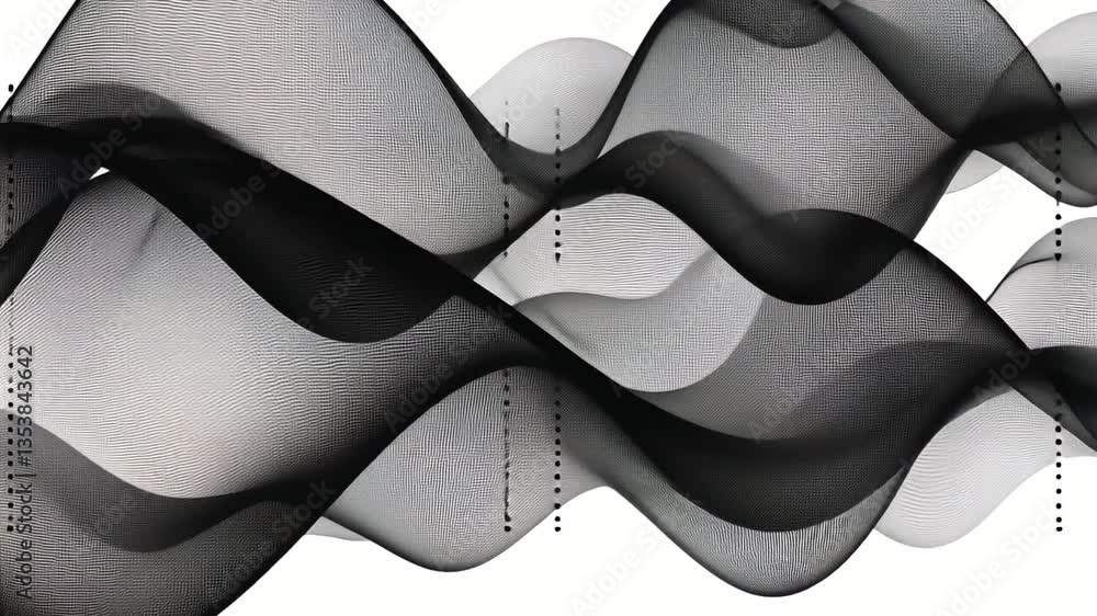 Poster black abstract design of sound waves for visualization generative ai