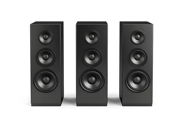 Obraz premium Three black speaker boxes isolated on white background