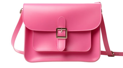 Elegant Pink Leather Handbag Front View White Background