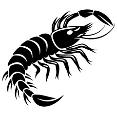 Shrimp Vector Illustration – Seafood Clipart, Silhouette, Line Art Icon