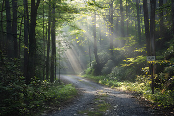 Obraz premium Natural Tunnel: A Picturesque Mountain Hiking Route Drenched in Tranquility and Wilderness