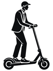 silhouette Man riding a scooter vector