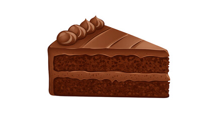 Delicious Chocolate Cake Slice Illustration with Creamy Frosting Topping