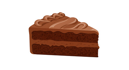 Chocolate Cake Slice with Fudge Icing Delicious Treat Illustration