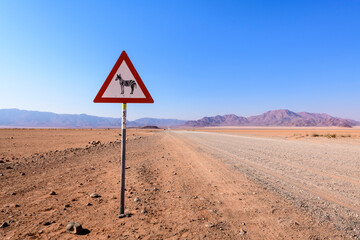 Traffic Sign Beware of Zebras, Namib-Naukluft, Namibia