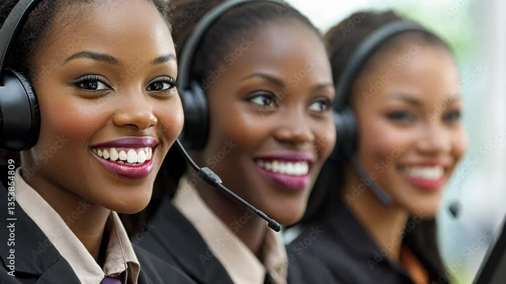 Poster call center workers engaged in customer service tasks generative ai